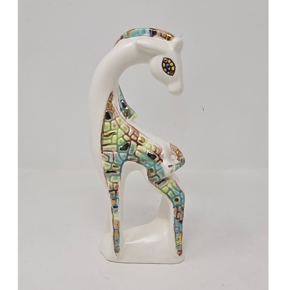 Vtg Relco giraffe figurine MCM mosaic ceramic Japan 1950s atomic ear kitsch